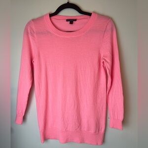 J.Crew Carolyn Fitted Crewneck Sweater Merino Wool Preppy Classic Neon Pink S